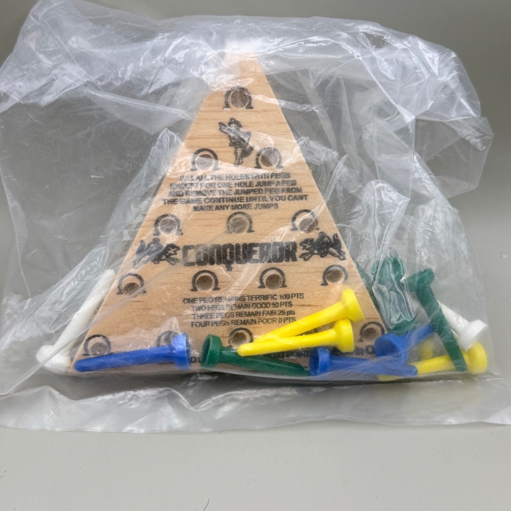 Vintage Conqueror Wooden Triangle Peg Game Brain‎ Teaser Puzzle Tabletop Toy